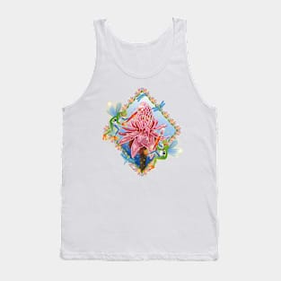 Flying Frogs Painting a Protea Flower Tank Top